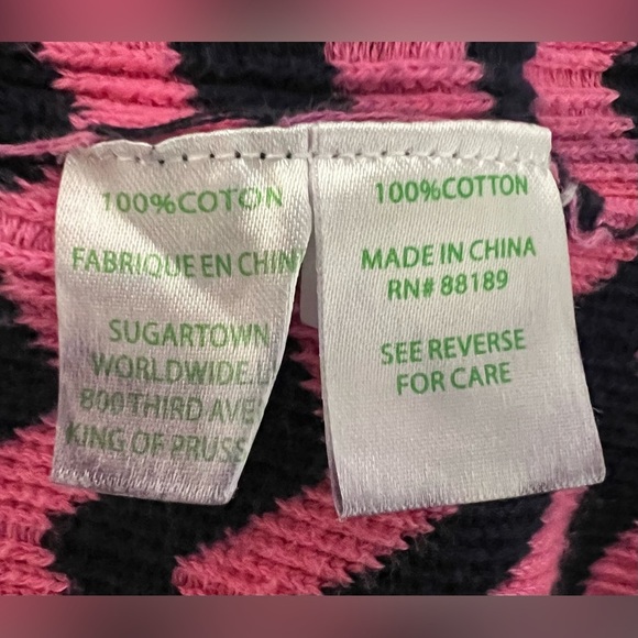 Lilly Pulitzer Girls Pink Blue Chevron Cotton Knit Sweater Dress Large - Picture 6 of 11